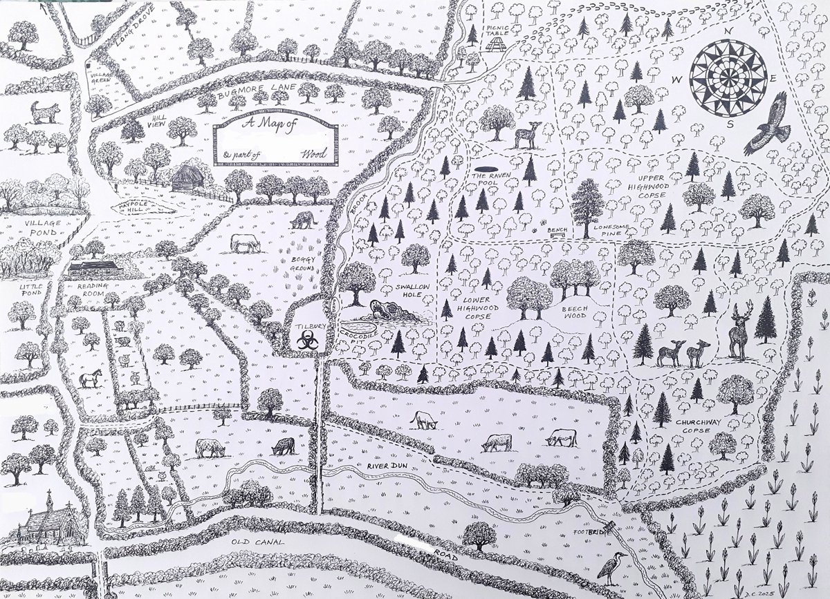 Just finished drawing this illustrated map for a treasure hunt. Managed to fit in my little dog Lily🐾 and lot of trees!🌲🌳🌲🌳