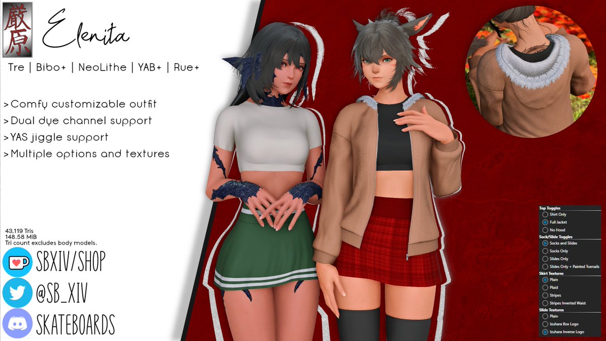 I been quiet and didn't do many wip posts or anything for this one sorry!
Elenita just dropped on my k0fi with a lot of features and textures and customizable mix and matching.
l!nk in pinned