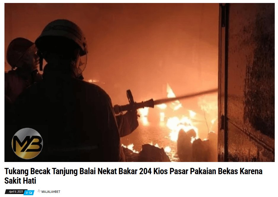 Anzaini_1992's tweet photo. Polisi mengungkap motif di balik pembakaran 204 kios di Pasar atau Tempat Penjualan Obralan (TPO) pakaian bekas yang terjadi di Jalan DI Panjaitan, Kelurahan Matahalasan, #majalahbet #tukangbecak #pembakaran #tanjungbalai Baca Selengkapnya π
https://t.co/FStAXsfKSc https://t.co/TRRQFFEgYw