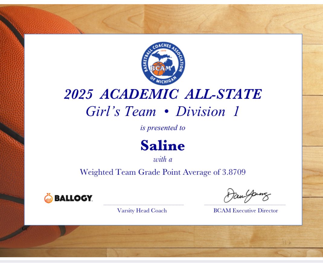 BCAM Team Academic All State with a team GPA of 3.87!! Proud of the way these ladies work on the court and in the classroom!