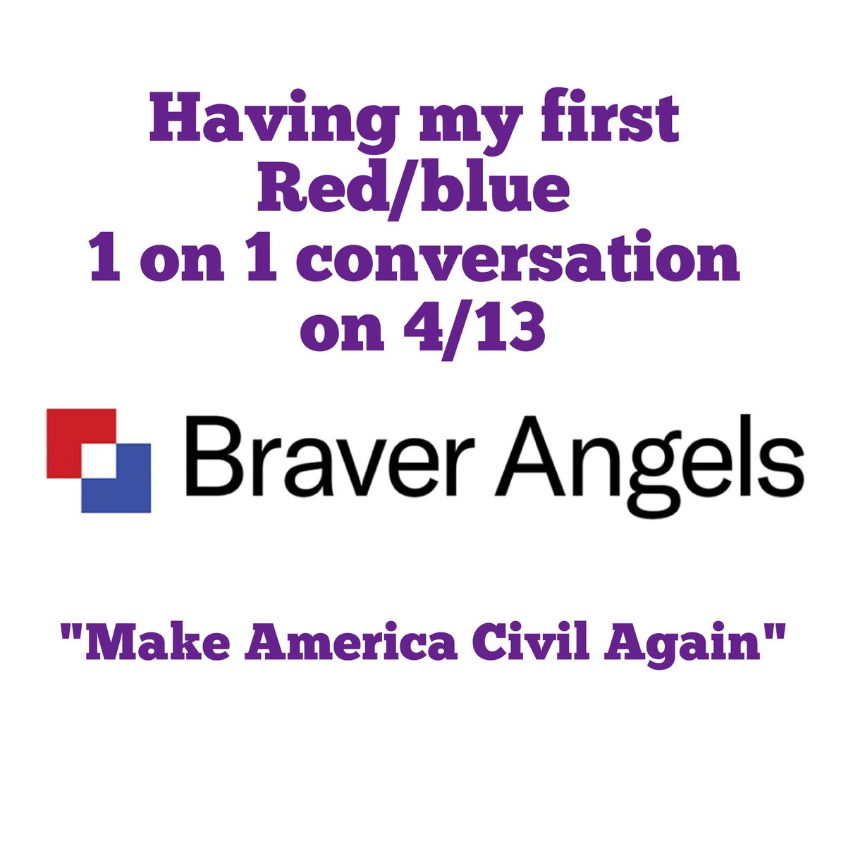 JustJoanneC (@justjoannec1) on Twitter photo I have just gotten connected with the organization, <a href="/braverangels/">Braver Angels</a> . Let's see how this goes! The idea is to listen, learn and understand. Not trying to change each other. Worst issue in our country? Lack of respect between political parties. I have just gotten connected with the organization, <a href="/braverangels/">Braver Angels</a> . Let's see how this goes! The idea is to listen, learn and understand. Not trying to change each other. Worst issue in our country? Lack of respect between political parties.