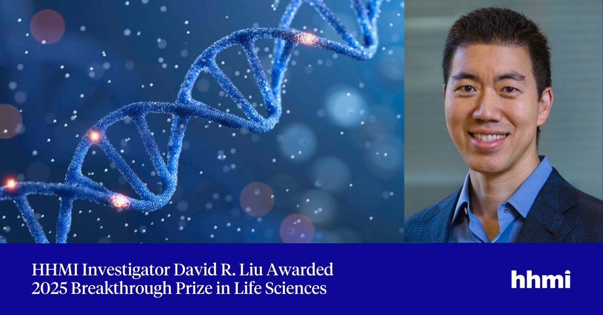 HHMI (@hhminews) on Twitter photo Congratulations to HHMI Investigator David R. Liu (<a href="/davidrliu/">David R. Liu</a>) on receiving the 2025 Breakthrough Prize (<a href="/brkthroughprize/">Breakthrough</a>) in Life Sciences!
He is recognized for developing base editing and prime editing: two breakthrough gene-editing technologies that enable the correction or Congratulations to HHMI Investigator David R. Liu (<a href="/davidrliu/">David R. Liu</a>) on receiving the 2025 Breakthrough Prize (<a href="/brkthroughprize/">Breakthrough</a>) in Life Sciences!
He is recognized for developing base editing and prime editing: two breakthrough gene-editing technologies that enable the correction or