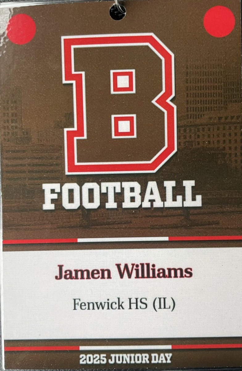 Jamen Williams Jr. (@jamen_williams) on Twitter photo Thank you <a href="/BrownU_Football/">Brown Bears Football</a> for the Junior Day. I love the campus and tradition! <a href="/CoachBAM93/">Bryan Anthony Murray</a> it was good connecting with you. I’ll be back in Providence this summer for camp. <a href="/BrownHCPerry/">James Perry '00</a> <a href="/FenwickFB/">Fenwick Football</a> <a href="/FenwickCoachB/">Matt Battaglia</a> <a href="/ThrowItDeep/">Throw It Deep</a> <a href="/QBHitList/">QBHitList.com</a> <a href="/PrepRedzoneIL/">Prep Redzone Illinois</a> <a href="/EDGYTIM/">Timothy “EDGYTIM” OHalloran</a> <a href="/DeepDishFB/">DEEP DISH FOOTBALL</a> Thank you <a href="/BrownU_Football/">Brown Bears Football</a> for the Junior Day. I love the campus and tradition! <a href="/CoachBAM93/">Bryan Anthony Murray</a> it was good connecting with you. I’ll be back in Providence this summer for camp. <a href="/BrownHCPerry/">James Perry '00</a> <a href="/FenwickFB/">Fenwick Football</a> <a href="/FenwickCoachB/">Matt Battaglia</a> <a href="/ThrowItDeep/">Throw It Deep</a> <a href="/QBHitList/">QBHitList.com</a> <a href="/PrepRedzoneIL/">Prep Redzone Illinois</a> <a href="/EDGYTIM/">Timothy “EDGYTIM” OHalloran</a> <a href="/DeepDishFB/">DEEP DISH FOOTBALL</a>