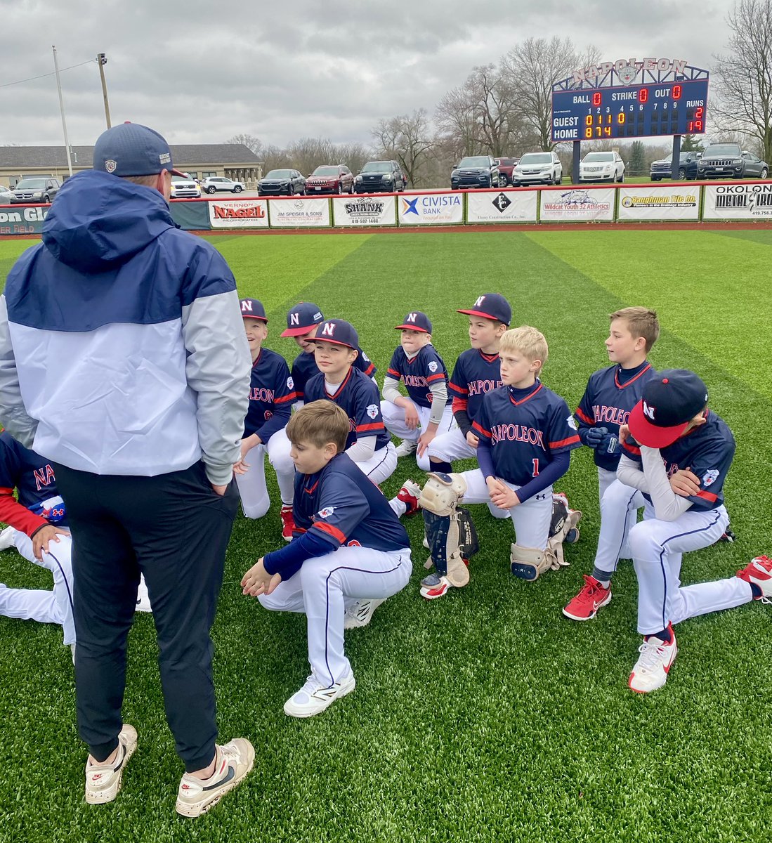 Napoleon 11U Cats sweep the double header against Defiance 15-1 and 19-2, cold and wet but the Cats came to play! #NapoleonBaseball