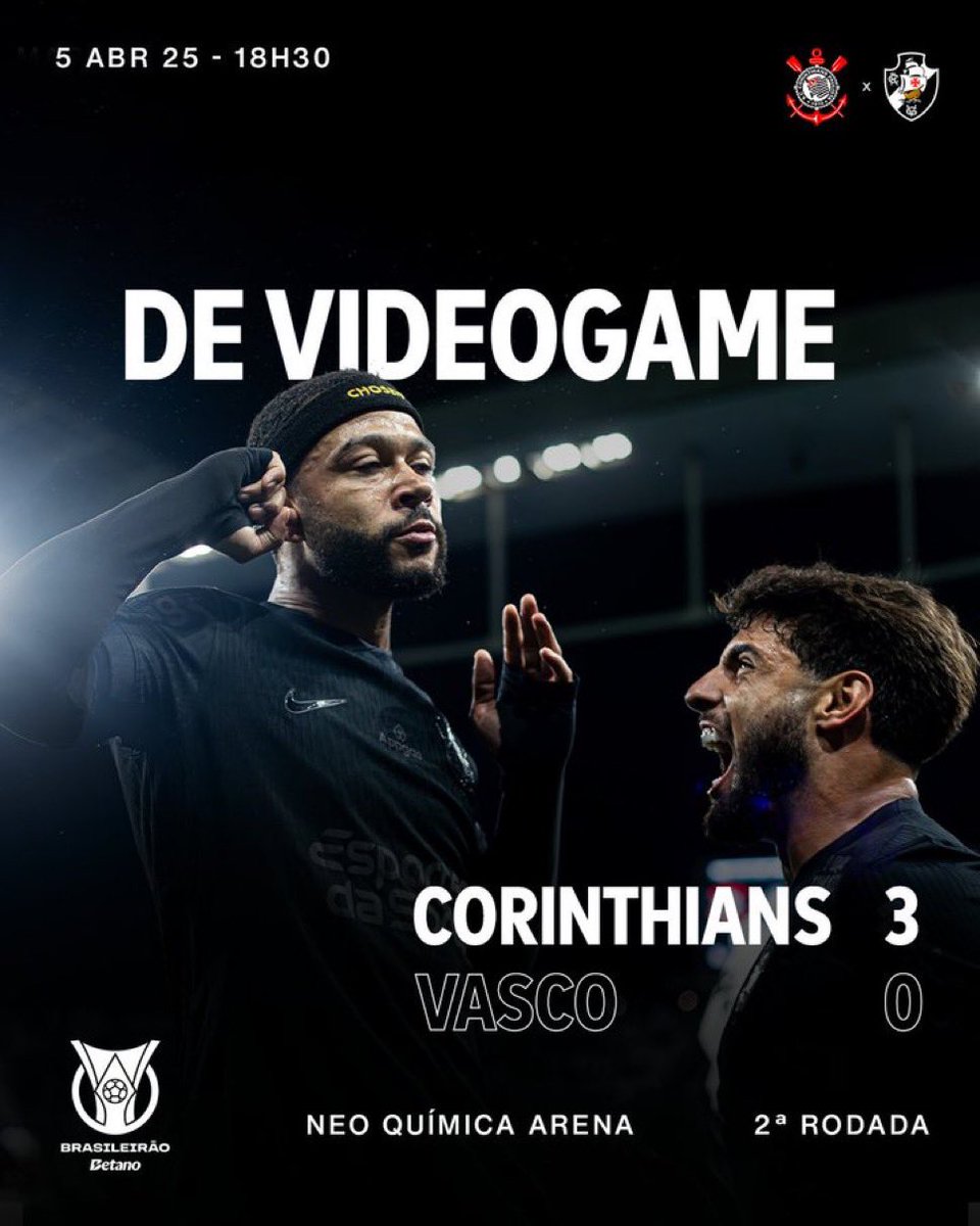 FIM DE JOGO! O CORINTHIANS VENCE O VASCO POR 3x0!