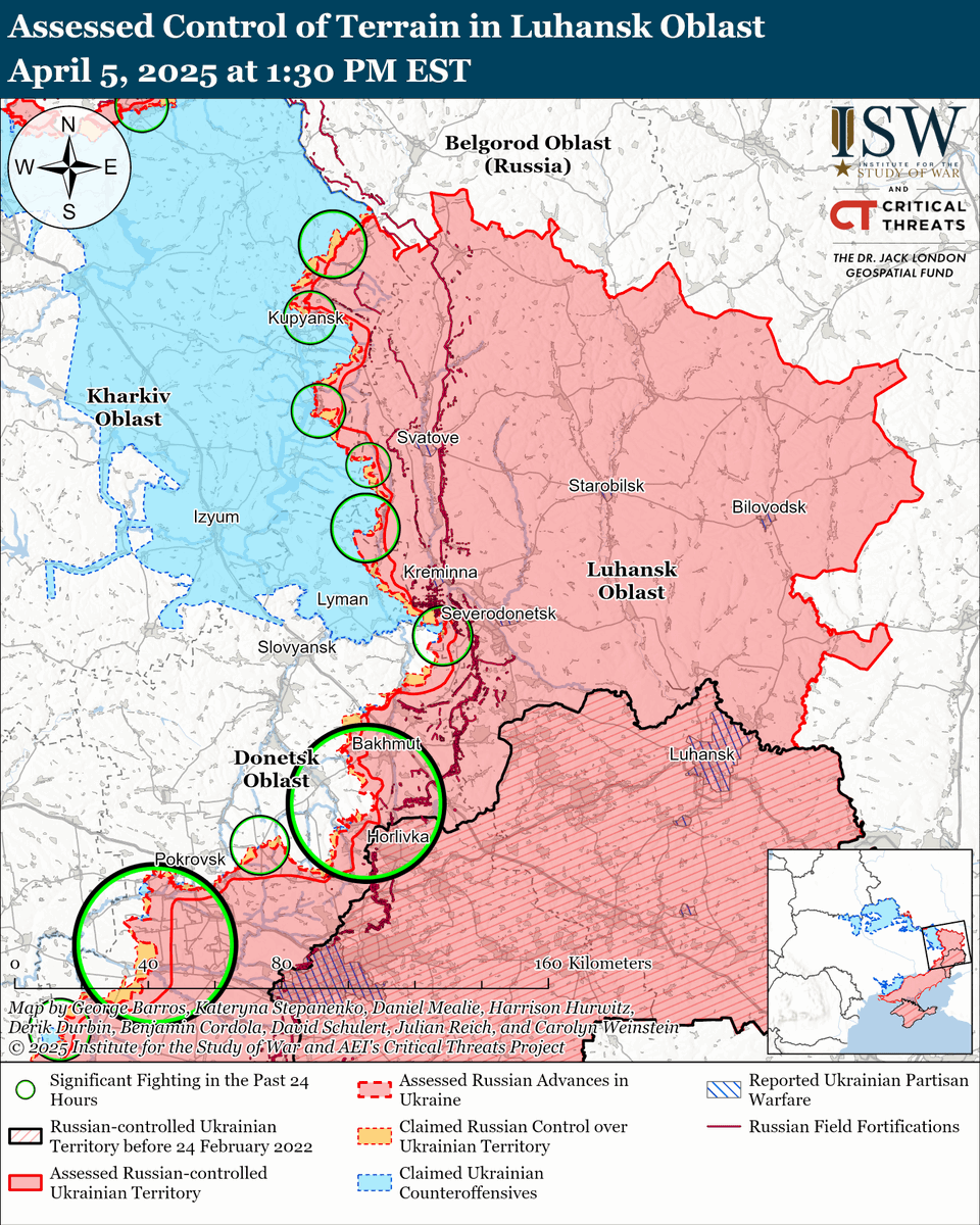 NEW | Russian Offensive Campaign Assessment, April 5, 2025:

European and NATO officials emphasized that a strong Ukrainian military backed by European security guarantees remains the most effective deterrent against future Russian aggression to ensure long-term peace in Ukraine