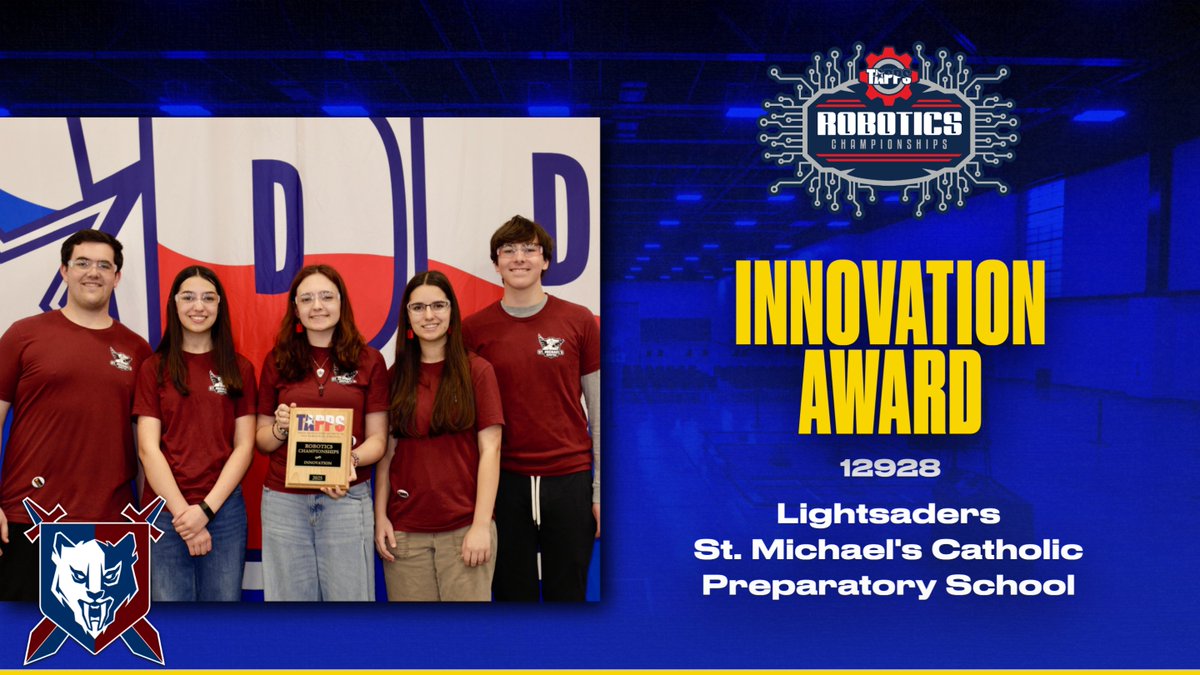 TappsRobotics's tweet image. Congratulations to the LightSabers from St. Michael&apos;s Catholic Preparatory School on winning the TAPPS 2025 Robotics Championship Innovation Award!