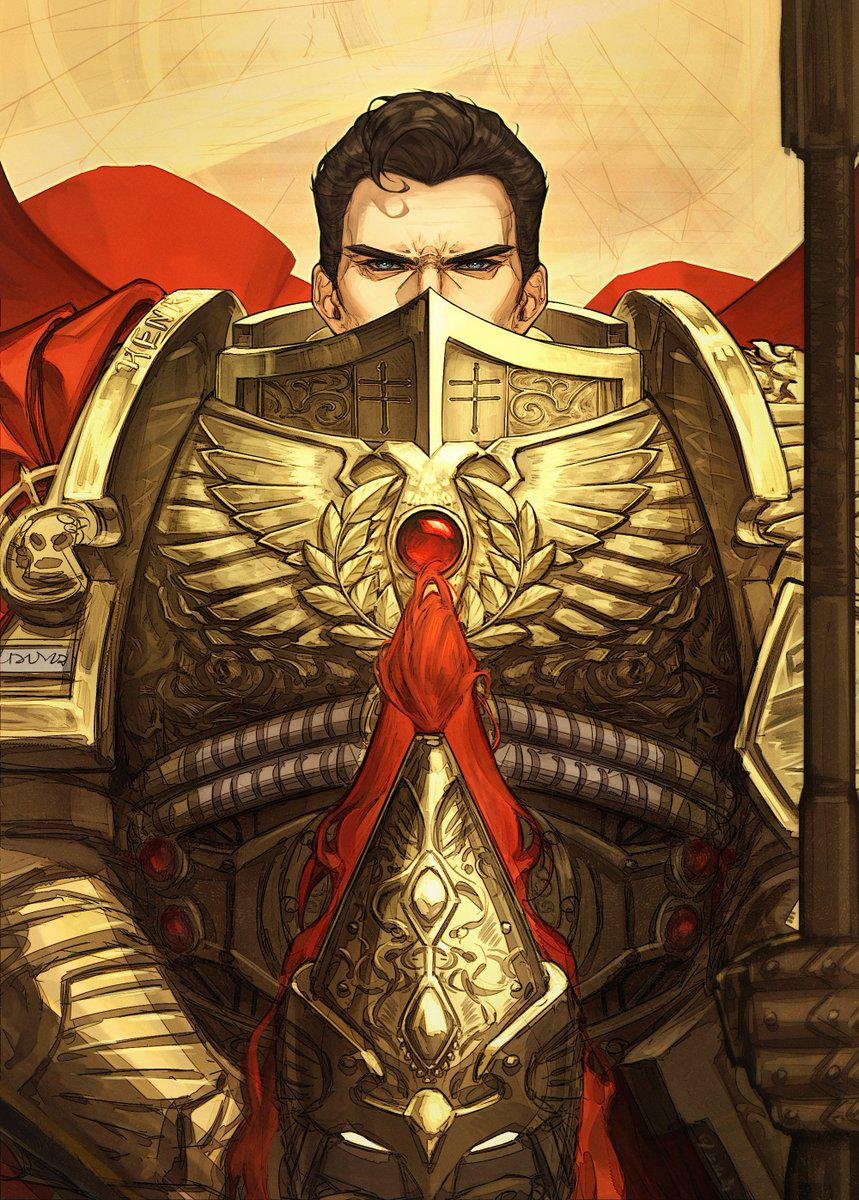 WH40kbestof's tweet image. Henry Cavill as a Adeptus Custudes (art by @_GoldRiver)