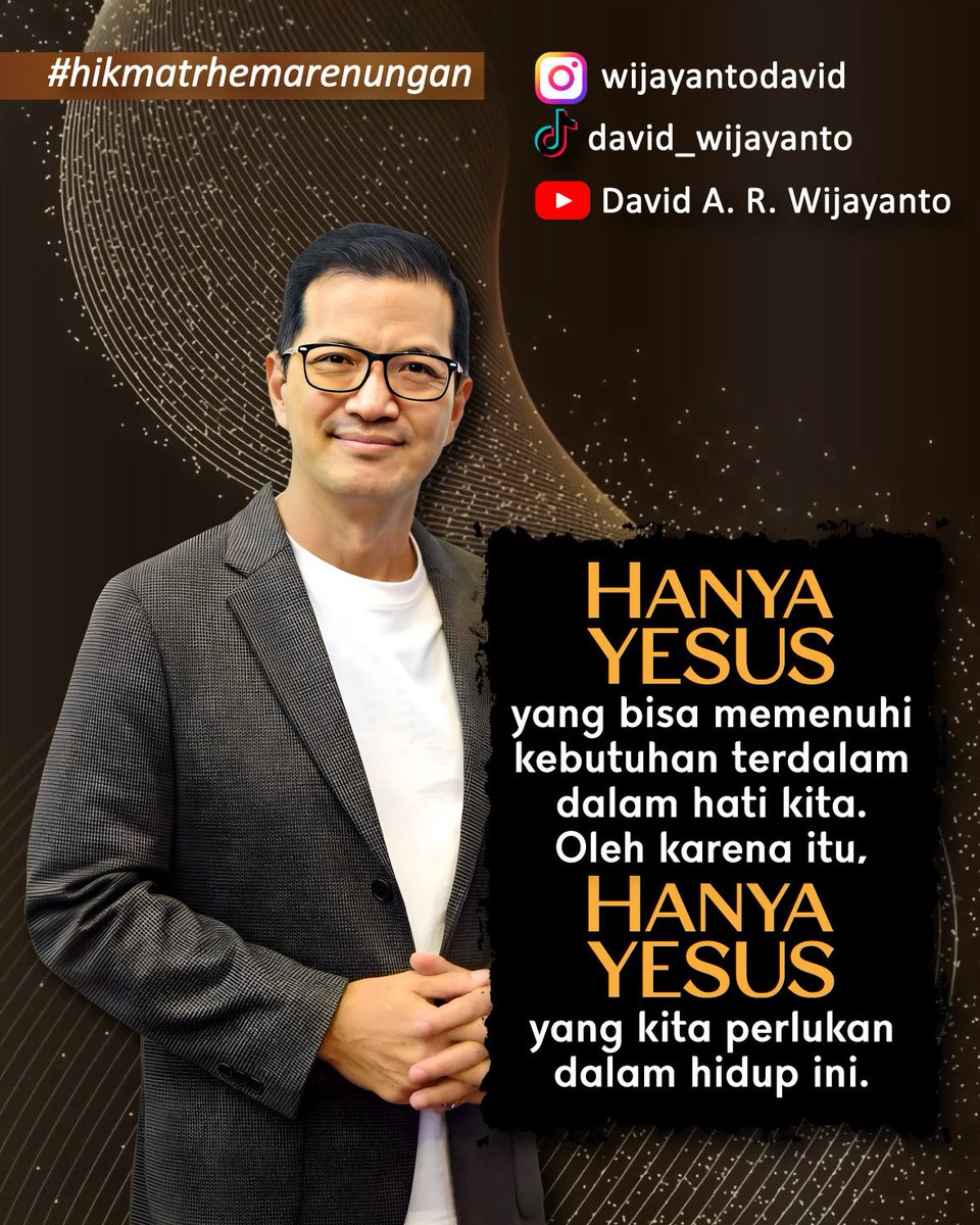 DavidWijayanto's tweet photo. JESUS ONLY 

ONLY JESUS can fulfill the deepest needs of our hearts. Therefore, JESUS is the ONLY one we need in this life. 

#hikmatrhemarenungan #onlyjesus #hanyayesus #davidwijayanto #quoteoftheday #dw https://t.co/1guBw35zct