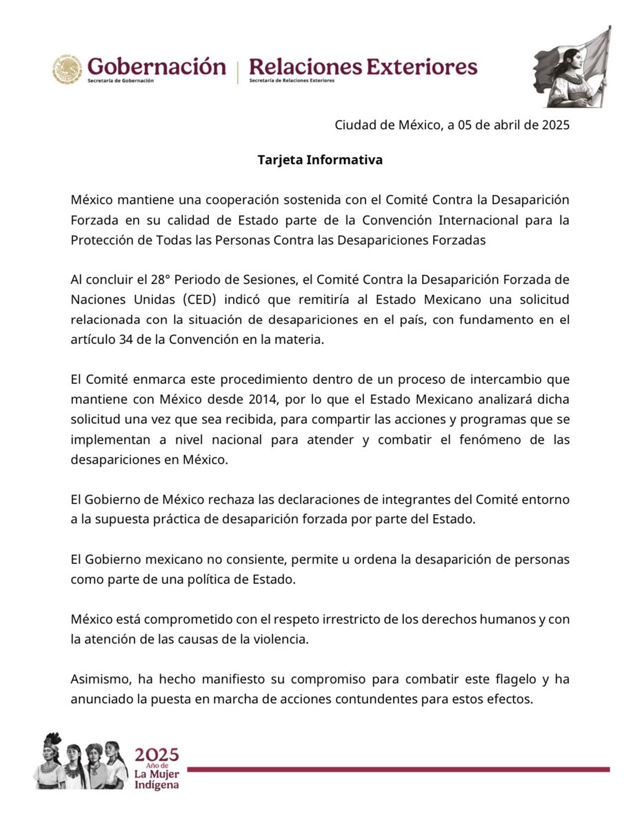 SEGOB_mx's tweet image. #SEGOBInforma 📢

Tarjeta Informativa 📄 bit.ly/4iZPiG8

#ConstruyendoLaPaz🕊️