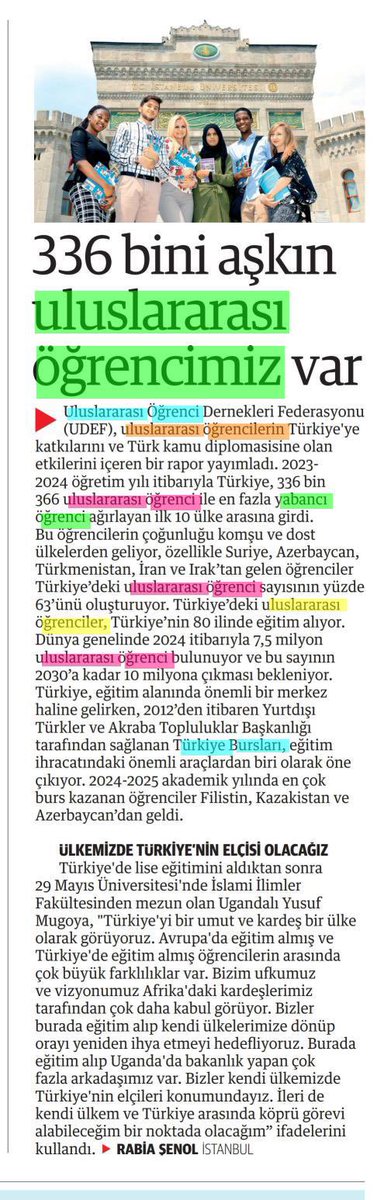 Uluslararası öğrenciler.
200 ülkeden 350 bin uluslararası öğrenci kendi ülkelerinde Türkiye’nin elçileri…
