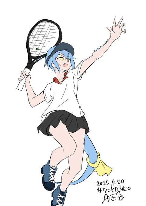 #ワンドロNEO今回はテニスリザちゃん!振動止めとかいう懐かしいものを意識してつけて見た笑 