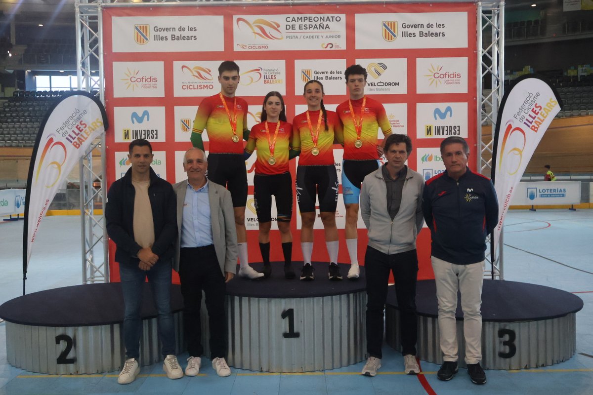 RFECiclismo's tweet photo. #CEJuniorCadetePalma25 | 📸 Imágenes de los campeones de España de Puntuación y Keirin y de la Com. Valenciana y Euskadi como ganadores por equipos en cadete y junior 🏆

¡Fantásticas actuaciones! 👏 https://t.co/Loo58cRVB8