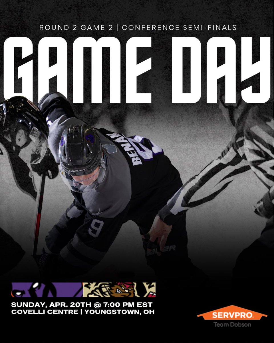 YtownPhantoms's tweet photo. Time to battle back. 

📆 Sunday, April 20th
⏰ Puck Drop at 7:00 PM EST
👊 Muskegon Lumberjacks
📍 Covelli Centre

#youngstownphantoms | @SERVPRO https://t.co/pCTBjWdn2P