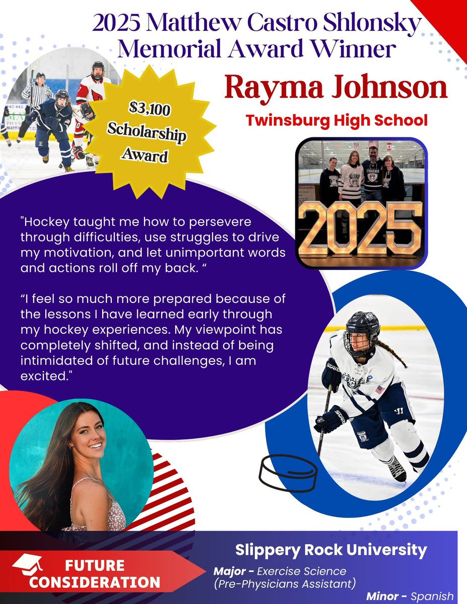 We hope you have enjoyed our scholarship winner spotlights this week.  Today we spotlight our Matthew Castro Shlonsky Award winner! The winner of our top award this year, taking home $3,100 is Rayma Johnson from <a href="/TwinsburgTigers/">Twinsburg Athletics</a> !  Congratulations Rayma!