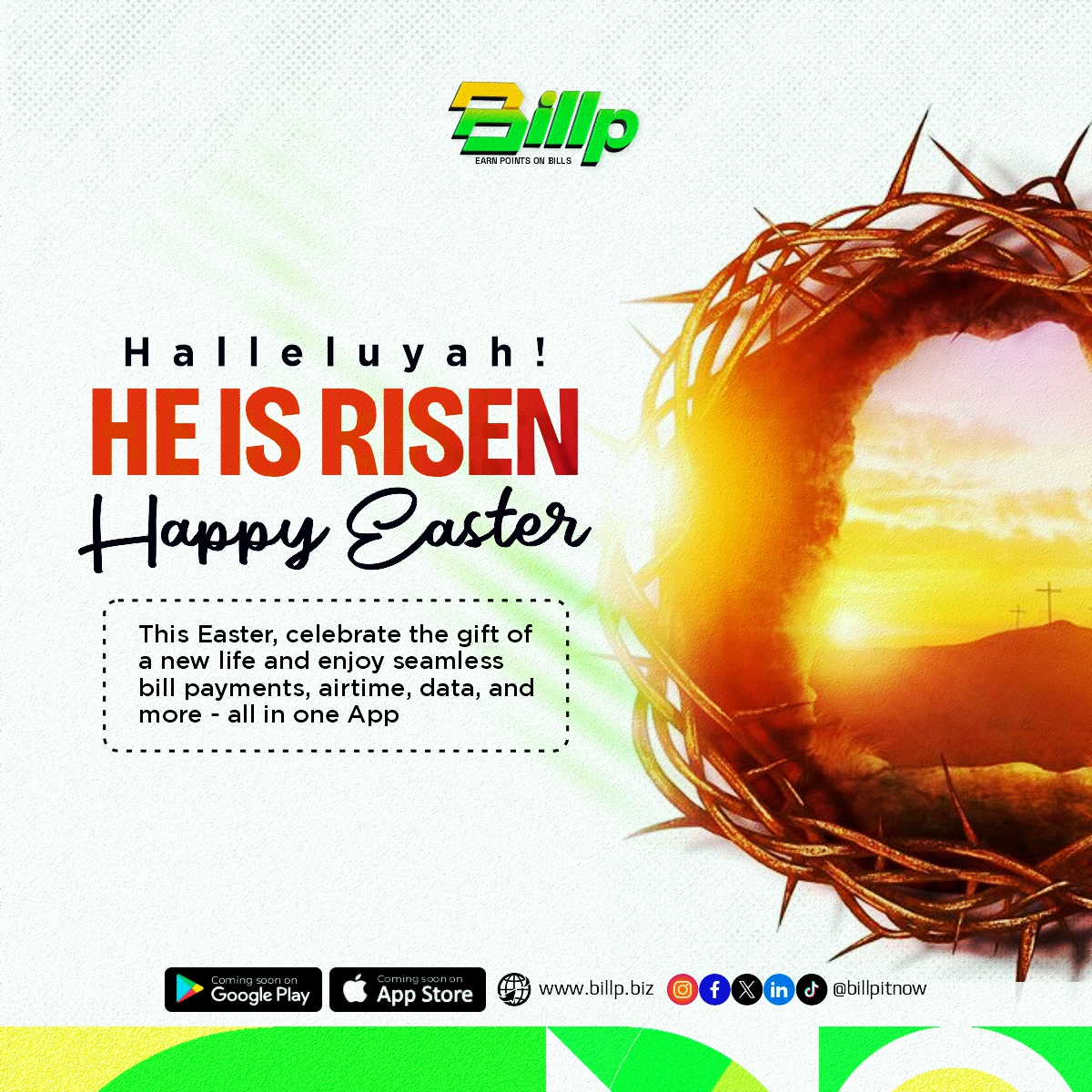 billpedge_'s tweet photo. He is Risen - and so are your savings!
Stay connected. Stay blessed.
#HappyEaster #HeIsRisen #EarnPointsOnBills https://t.co/TRrcAyCV65