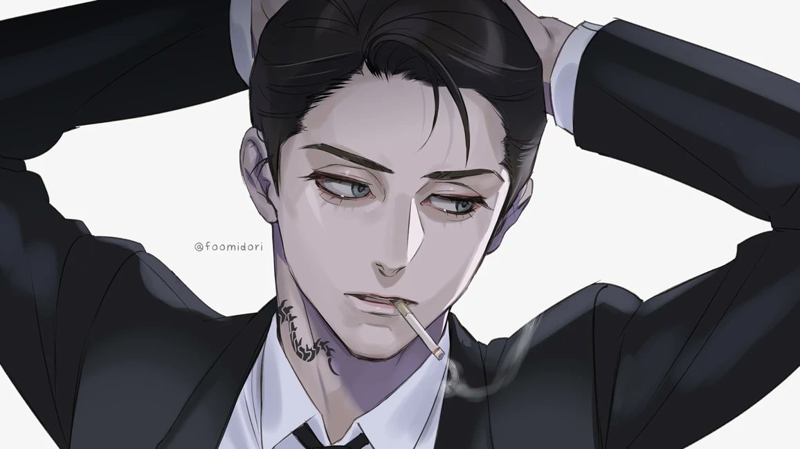 「黒髪オールバックが好きなのが最近バレたと思うのでこれからも描きたいです 」|碧 風羽 Foo Midoriのイラスト