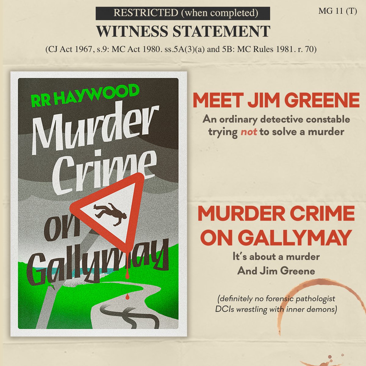 **COMING SUMMER 2025**
Ebook / PB first. 
Audio to follow. 
Murder Crime on Gallymay.
An "almost" cosy, heart-warming murder mystery, and one of the most accurate police procedural stories you'll ever read