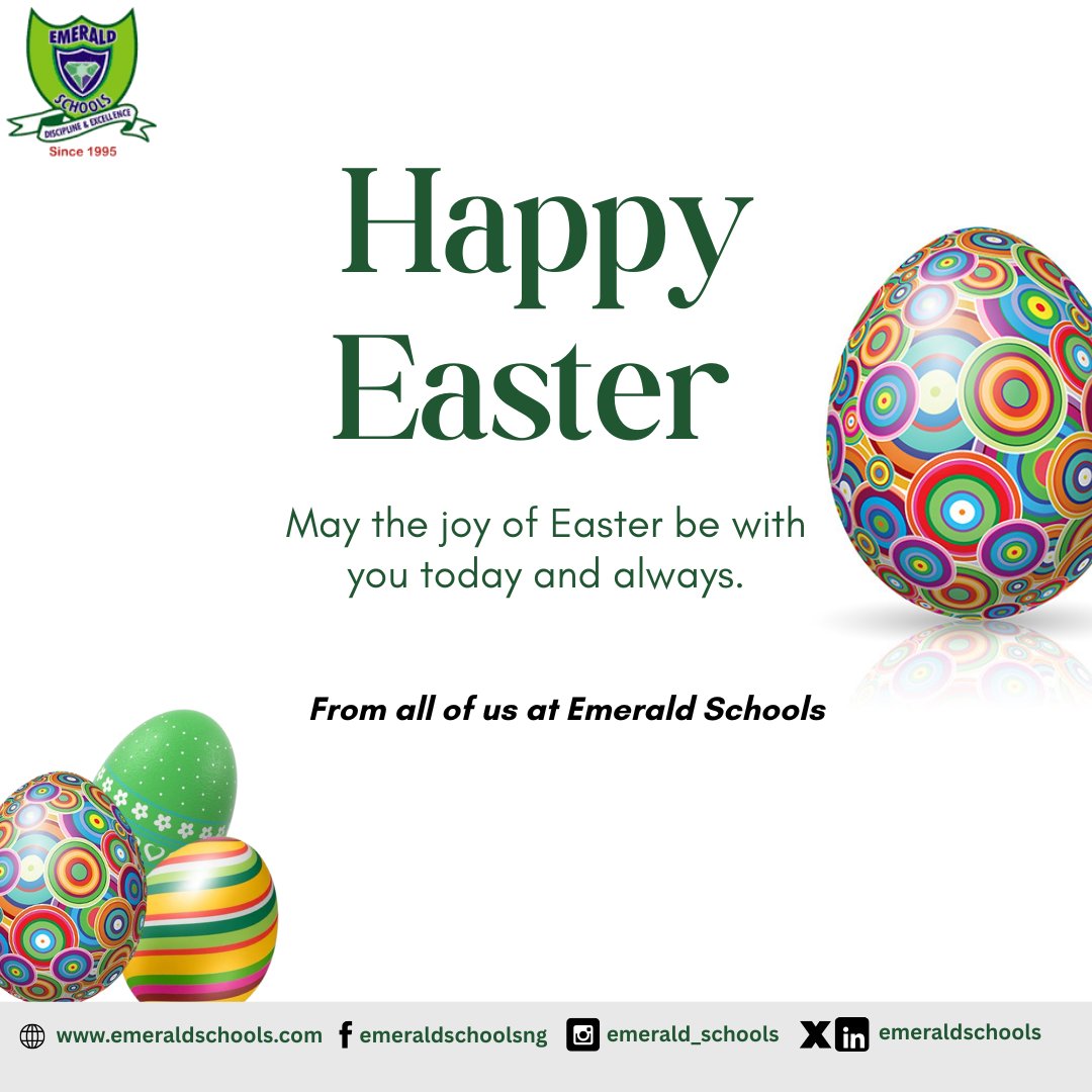 EmeraldSchools's tweet photo. May the joy of Easter be with you today and always.

Happy Easter from all of us at Emerald Schools.

#EmeraldSchools
#Easter2025 https://t.co/nuViO1t40U