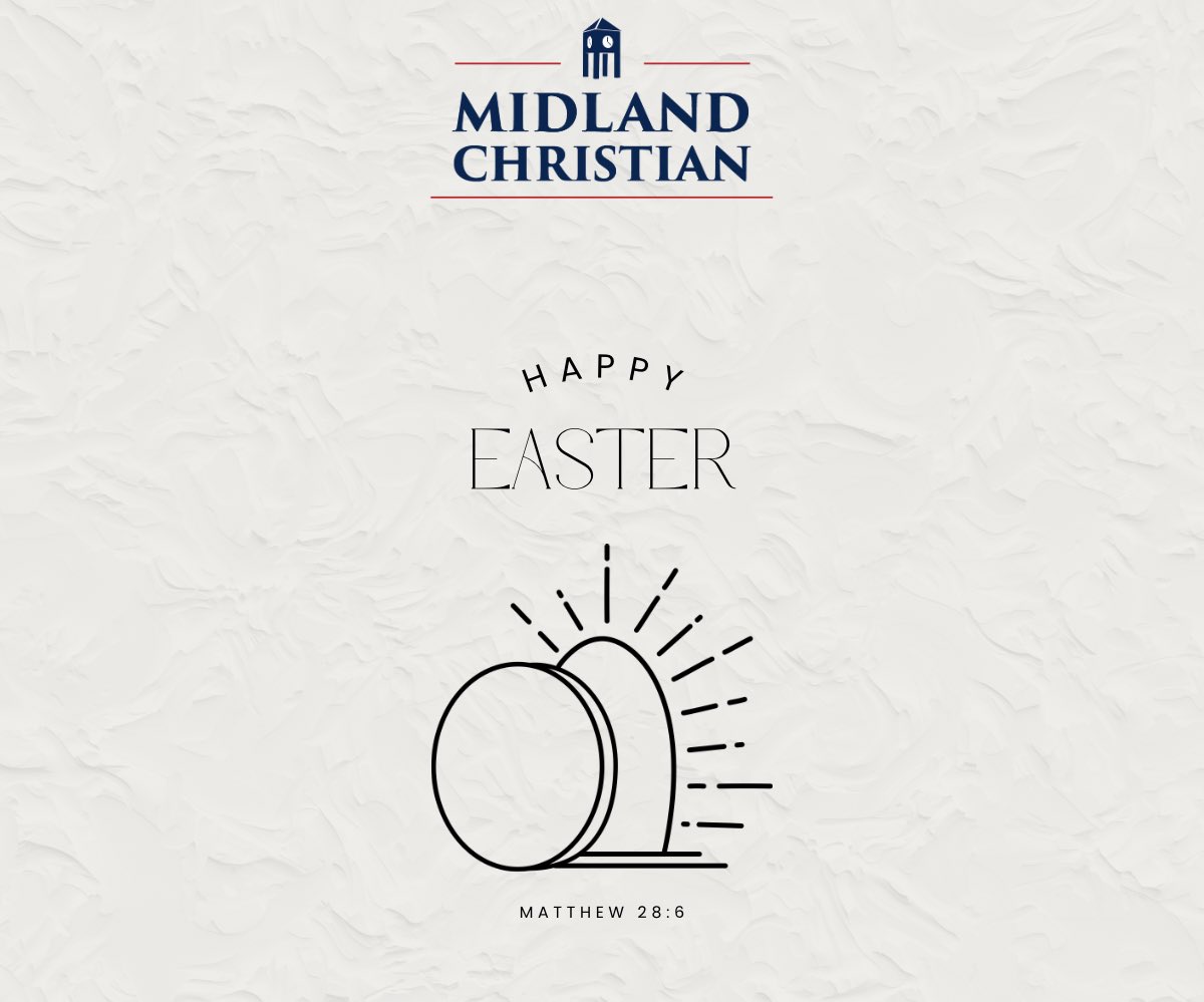Midland Christian School (@midchristian) on Twitter photo He is Risen!
This Easter, we rejoice in the hope and new life found in the resurrection of Jesus Christ. We celebrate the truth of the empty tomb and the love that conquered sin and death.
May the joy of the risen Savior fill your hearts this Easter Sunday! He is Risen!
This Easter, we rejoice in the hope and new life found in the resurrection of Jesus Christ. We celebrate the truth of the empty tomb and the love that conquered sin and death.
May the joy of the risen Savior fill your hearts this Easter Sunday!
