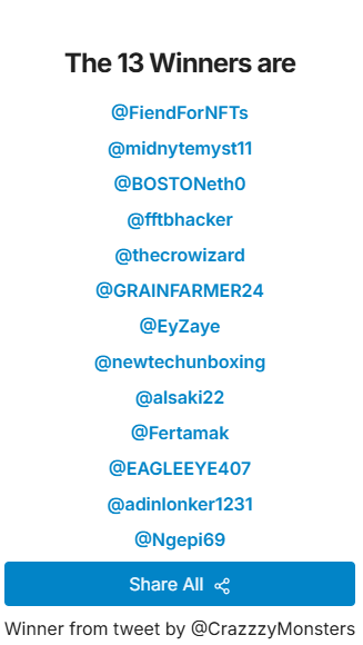 Happy Easter #Web3 🐰

Huge thanks to all participating projects for your incredible enthusiasm during our massive NFT giveaway! 🙌

Congrats to all the lucky winners—enjoy your prizes! 🎁

And a big THANK YOU to everyone who participated. Your support means everything! 🌟