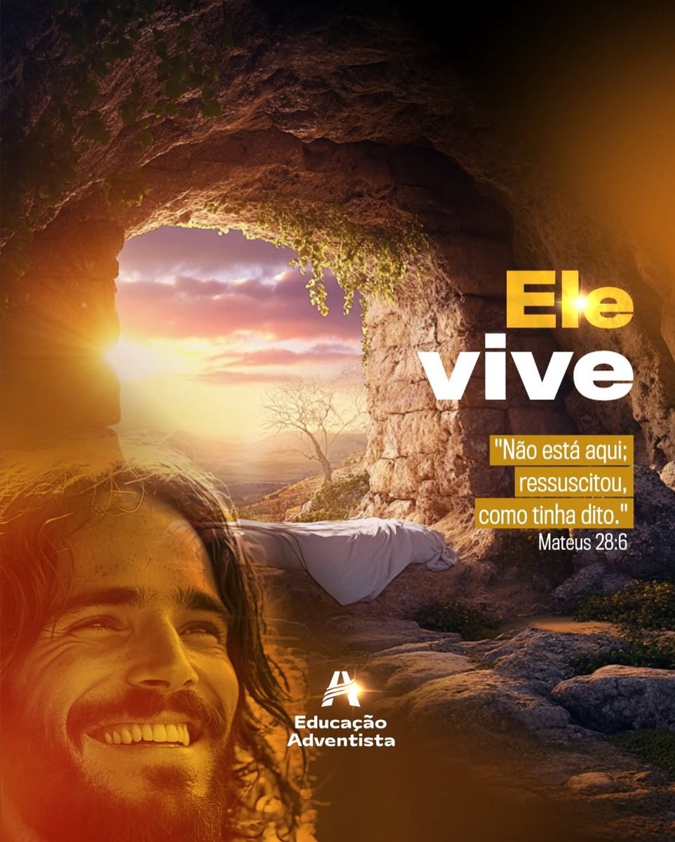 Jesus vive!

Essa é a diferença.

Maomé morreu. Buda morreu. Confúcio morreu. Todos estão no túmulo.

Mas o sepulcro de Jesus está vazio.

Ele venceu a morte. Ele reina. Ele volta.

Não seguimos um líder morto, seguimos um Salvador vivo!

Feliz Páscoa!