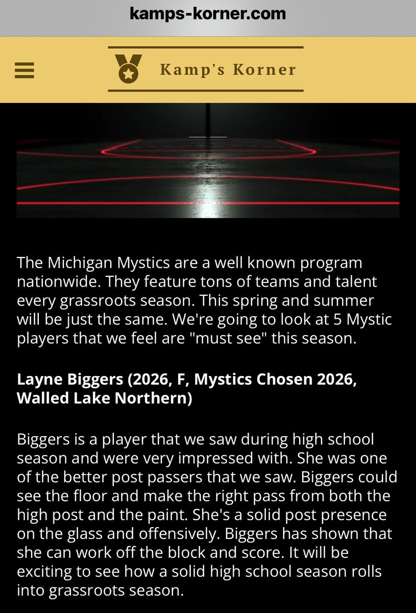 <a href="/MImystics/">Michigan Mystics</a> <a href="/LayneBiggers/">Layne Biggers</a> 
kamps-korner.com/girls-high-sch…