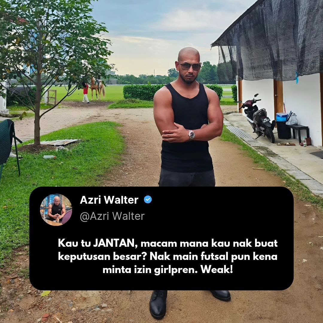 AzriWalter's tweet photo. Young kings, 

Kau sedang terluka dan kecewa?
Girlfren kau yang bertindik hidung, tahi lalat pelesu tu tinggalkan kau?

Kawan-kawan semua pulau kan kau? 

Good! 

Sekarang kau dah tahu, bahawa kau loser dan takde value. 

Mustahil orang berani tinggalkan high value man. 

Mulai hari ini, gunakan kesedihan itu. Kau kena geram. Kau kena melawan.

Tujahkan segala tenaga untuk kau bangunkan hidup sampai handal setiap penjuru hidup. 

Get a good shape, make more money, learn more, explore more. 

Apabila kau menjadi lelaki yang tinggi nilai diri, waktu itu berpusu-pusu wanita mahukan kau sebagai suami. Kau tinggal nak buat temuduga dan pilih sahaja. 

Ketika kau berjaya jadi lelaki yang tinggi nilai diri, berebut-rebut manusia di seluruh jagat raya nak kawan dengan kau. 

Waktu itu, kau pilih dengan siapa sahaja yang kau nak bergaul. 

Kau suka atau tak, sebagai lelaki kau mesti mempunyai nilai diri yang tinggi. 

Bangun!
Keluarkan tangan daripada seluar.
Hidup ini belum habis lagi. 

Nobody  gonna to save you.

Do you understand?