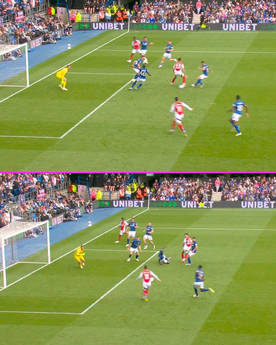 Mikel Merino with a back-heel flick assist for Martinelli's goal 😮‍💨