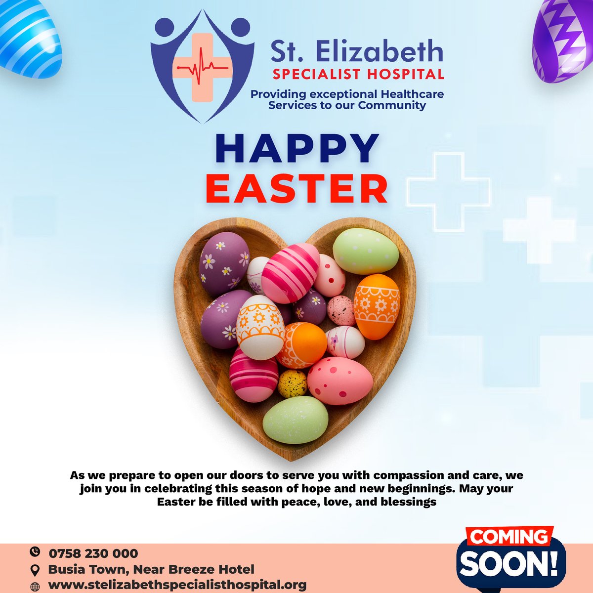 Seshopital's tweet photo. Happy Easter from the upcoming St. Elizabeth Hospital!
As we prepare to open our doors to serve you with compassion and care, we join you in celebrating this season of hope and new beginnings. May your Easter be filled with peace, love, and blessings
#eastersunday https://t.co/YCDUmy9fyw