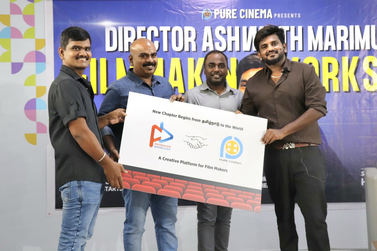 ProducerBazaar's tweet photo. A new chapter begins from #TamilNadu to the world!
@ProducerBazaar x @purecinemaindie join forces to empower filmmakers &amp; take regional stories global.
Launched with @Dir_Ashwath @tamilstudioArun &amp; @gkthoughts_

Let’s reshape the cinema together!
@onlynikil
@Rajkumar_Dir https://t.co/omsWf6aZAH