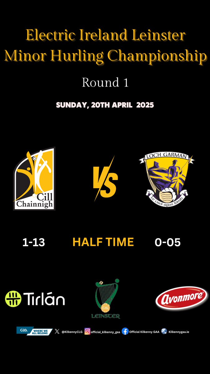KilkennyCLG's tweet photo. @ElectricIreland @gaaleinster MHC
Half time in @UPMCinIreland Nowlan Park
#kilkennygaa #gaa #LeinsterMHC #wherewebelong #blackandamber #wearyourcolours #SupportTheCats #bringthenoise https://t.co/HlGASqG8MY