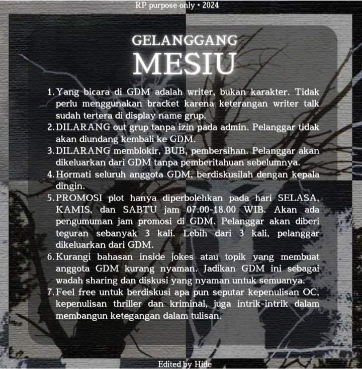 ripensoul_V's tweet image. w/n | HELP RT 

Selamat malam, Agan-Agan Amazing! GELANGGANG MESIU mengundang seluruh crime!OC atau semi-crime!OC untuk bergabung.

Pendaftaran dibuka sampai tanggal 24 April 2025.