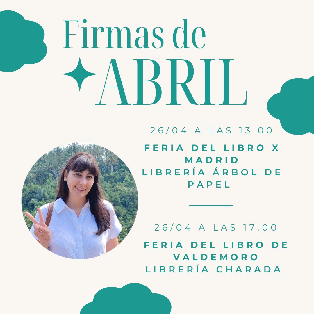 Irene Romo (@irene_romo_) on Twitter photo ¡Hola! 
Dejo por aquí las ferias en las que estaremos mis libros y yo lo que queda del mes de abril: la de Valdemoro y la del centro comercial X Madrid, ambas el sábado 26 de abril. 
¿Nos vemos en alguna de ellas? 💫💓 ¡Hola! 
Dejo por aquí las ferias en las que estaremos mis libros y yo lo que queda del mes de abril: la de Valdemoro y la del centro comercial X Madrid, ambas el sábado 26 de abril. 
¿Nos vemos en alguna de ellas? 💫💓