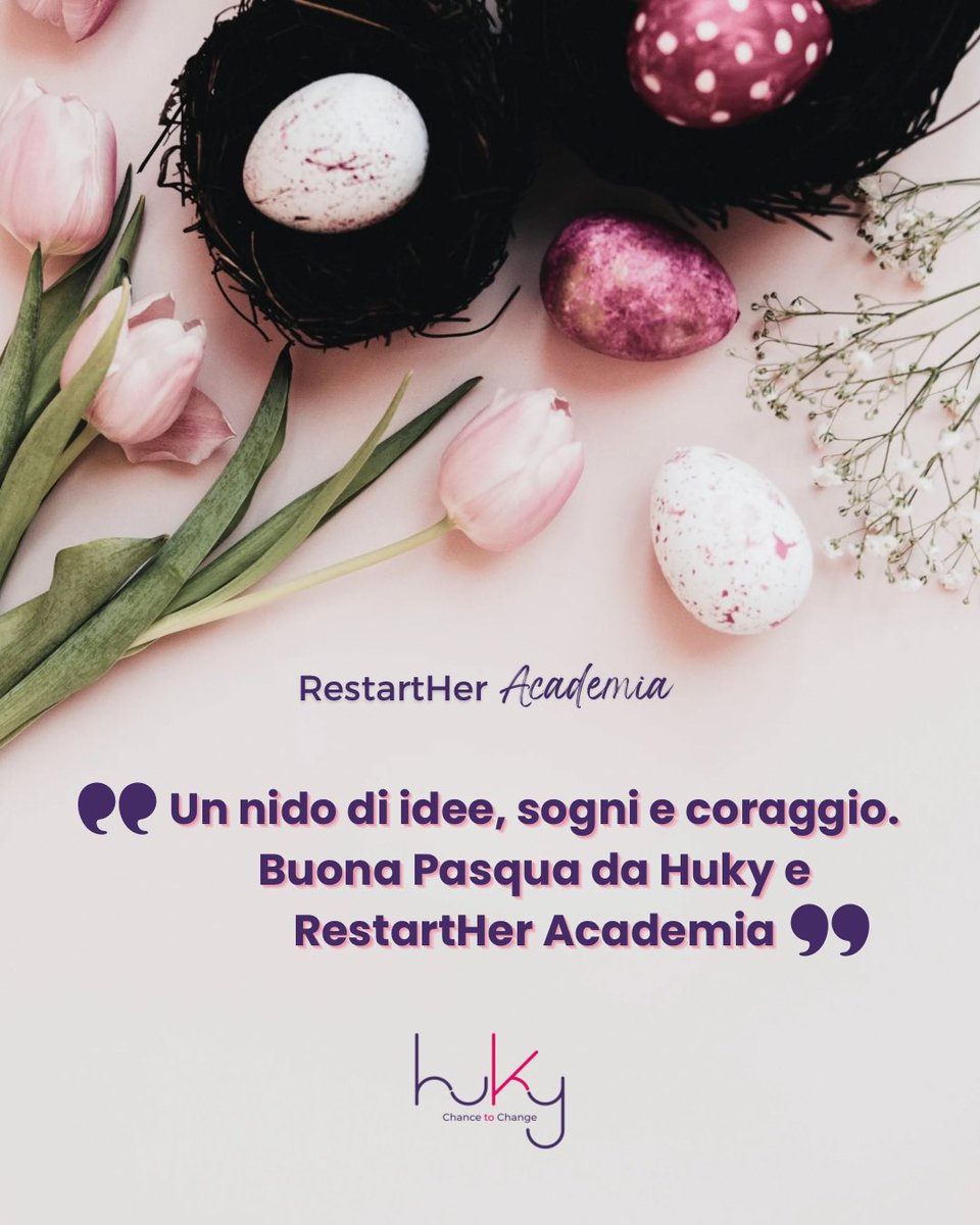 hukysrl's tweet photo. 🪺 Le idee hanno bisogno di cura. I sogni di coraggio.

Questa Pasqua celebriamo ciò che ci fa rinascere, ogni giorno.

Buona Pasqua da Huky srl Società Benefit e RestartHer Academia.

#ChanceToChange #RestartHerAcademia #Huky #BuonaPasqua https://t.co/PLiyEA5V9r