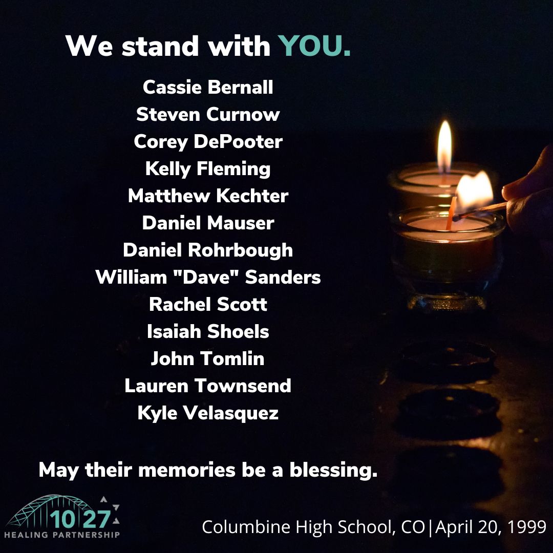 Today and every day we remember the lives lost during the Columbine tragedy on this day in 1999. May their memories be a blessing.