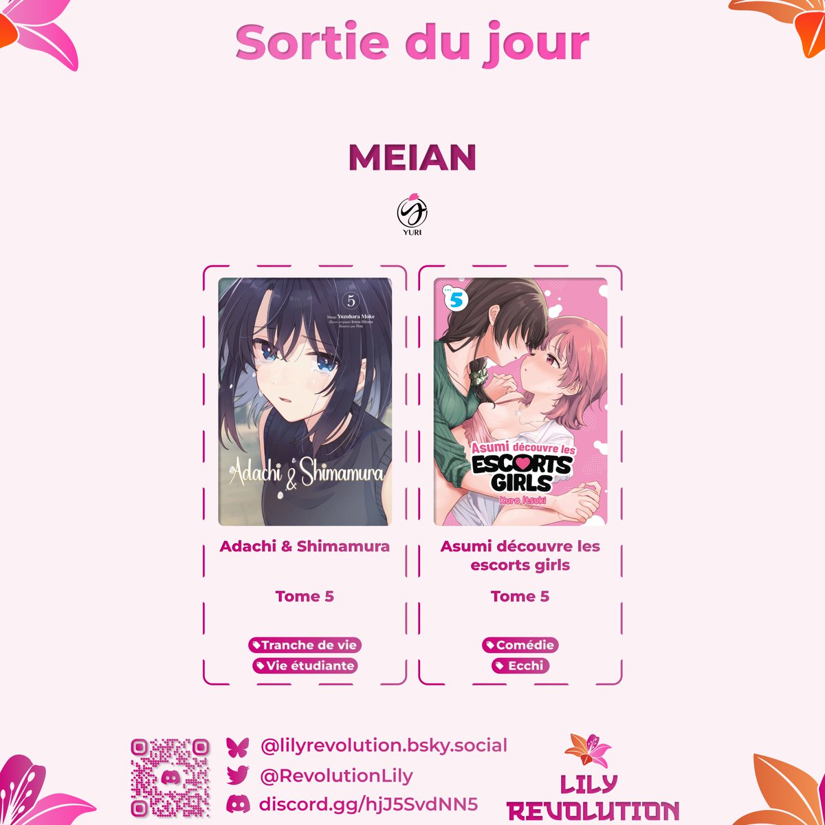 RevolutionLily's tweet photo. Nouvelles sorties #yuri chez @MeianFR

Aujourd'hui on retrouve deux volume 5. Entre l'attendrissant Adachi et Shimamura et le plus sulfureux Asumi Découvre les Escorts Girls lequel vous tente le plus ? Pourquoi pas tous ? https://t.co/3dFOYpDjzr