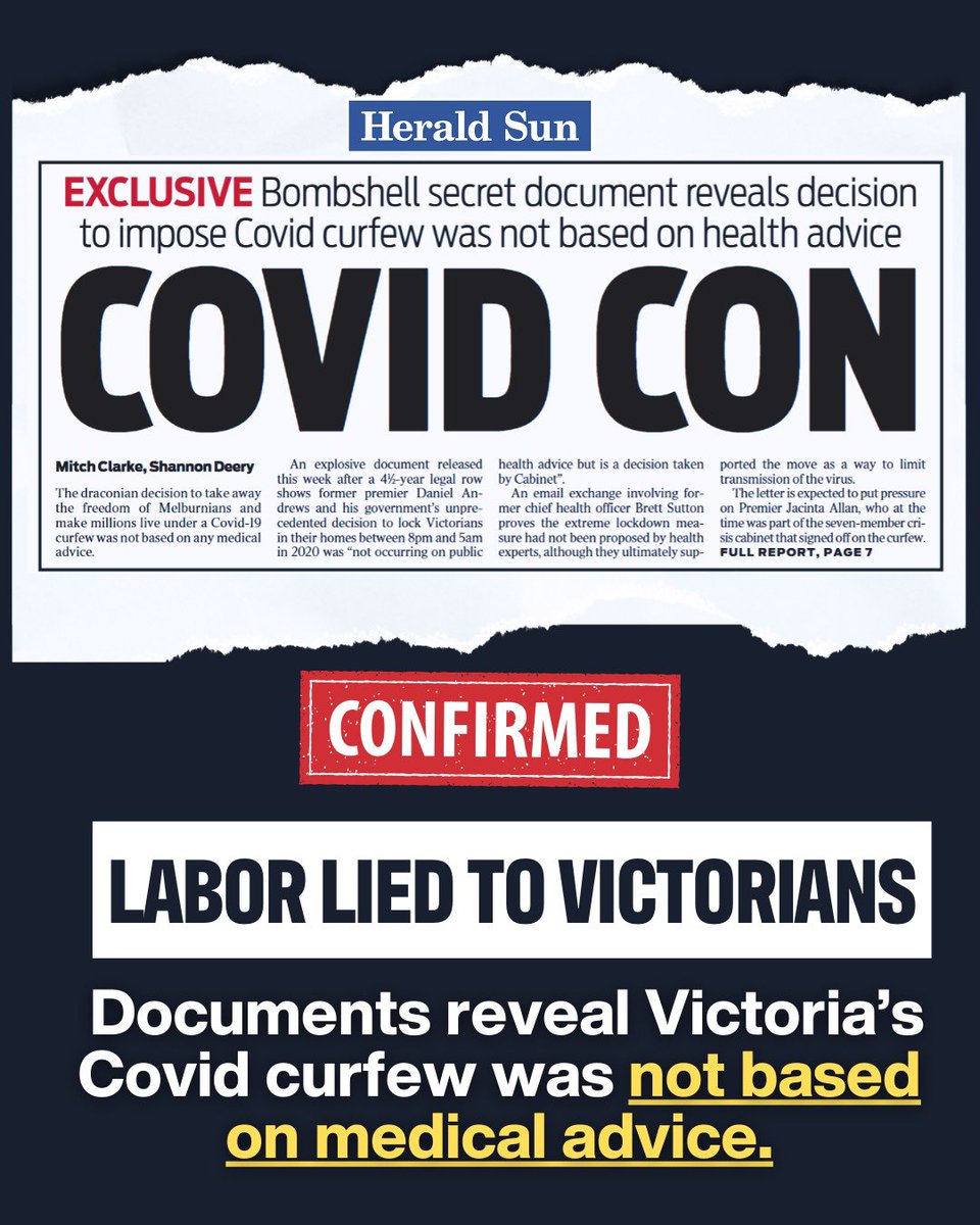 As Liberal Leader during Labor’s COVID curfews, I donated thousands of $$$ to fund a Supreme Court challenge to these cruel lockdowns.

The day before the case went before the Court, Andrews ended the curfew. 

Labor locked us up to exercise political power over every one of us.
