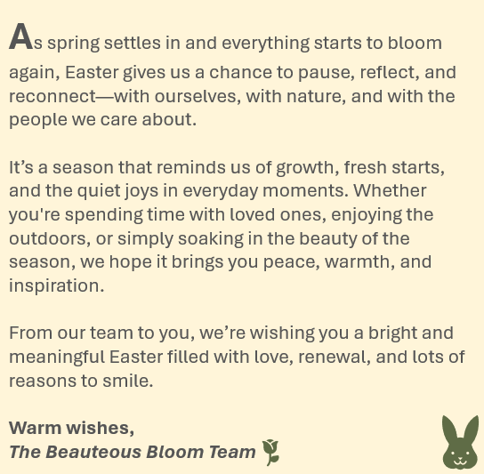 Beauteous_Bloom's tweet photo. Happy Easter from all of us at Beauteous Bloom🌸🐇#Easter2025 #EasterBlessings #HappyEaster #HappyEasterAshley https://t.co/8Zy7iIe0zc