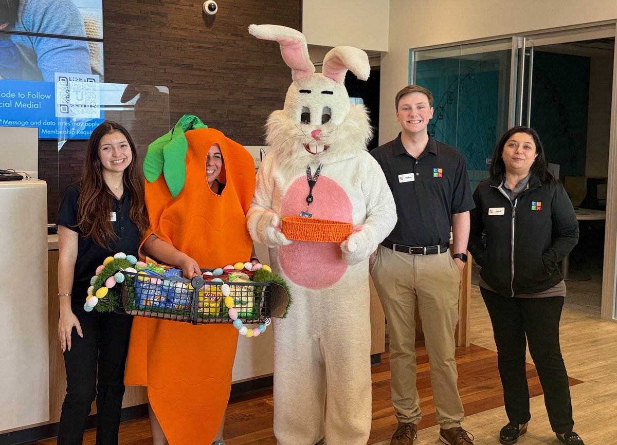 CUTexas's tweet image. Happy Easter from CUTX!🐰🐣 This week, the Easter bunny hopped around spreading cheer to our branches. #HappyEaster