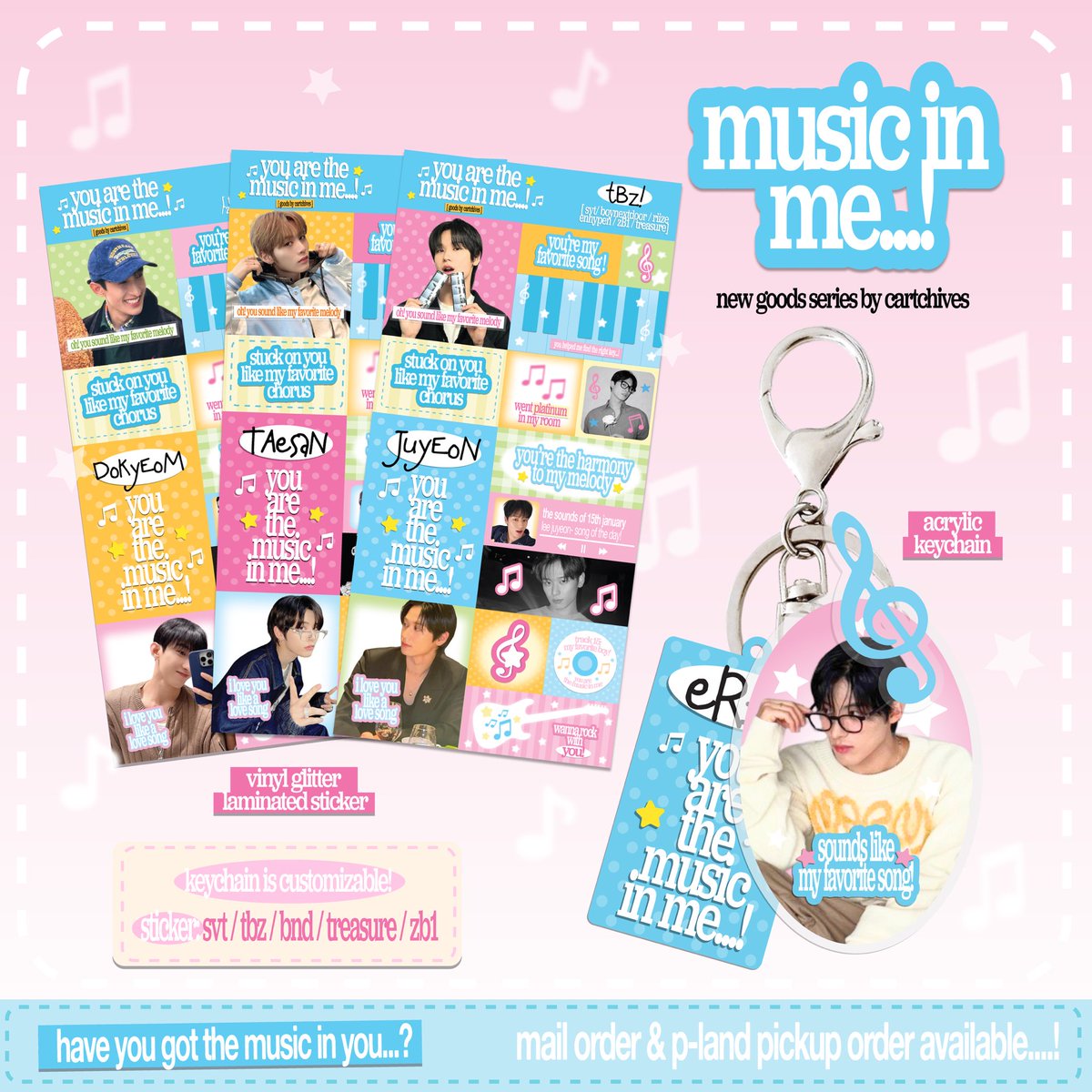 [rts + likes are v appreciated!]
🎹🩵 music in me series by cartchives 
• available for tbz, svt, bnd, zb1 &amp; treasure

⌗ po period: until 23rd april 
🔗 online order: bit.ly/mailordermim
🛒 pickup p-land: bit.ly/pickupmim

complete catalog below!