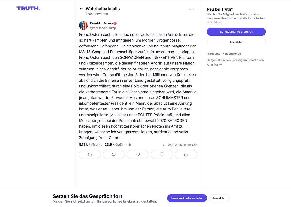 Osterbotschaft von Trump.