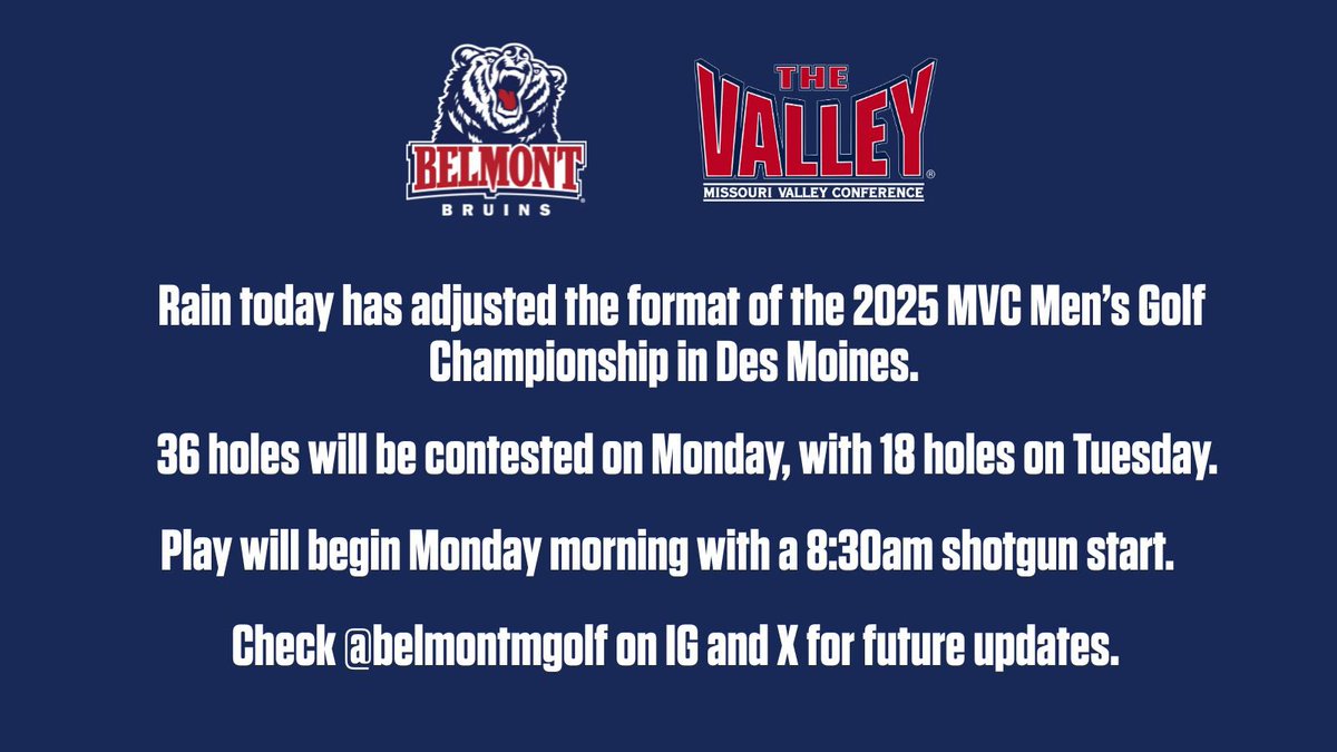 BelmontMGolf's tweet photo. MVC CHAMPIONSHIP UPDATE…… https://t.co/JiDfRri5SQ