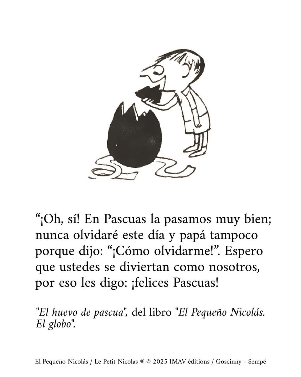 ¡Felices Pascuas! 
🥚🐰
#ElPequeñoNicolas
#Goscinny #Sempé
