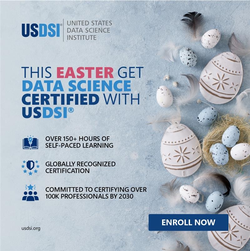 US_DSI's tweet image. The data science industry wants to hire you this Easter! Get Certified with global data science certifications from USDSI®̥ and level up your earnings and skills pool with your dream job.
Enroll here bit.ly/3WN1Kyv
#DataScienceCertifications #USDSI #HappyEaster