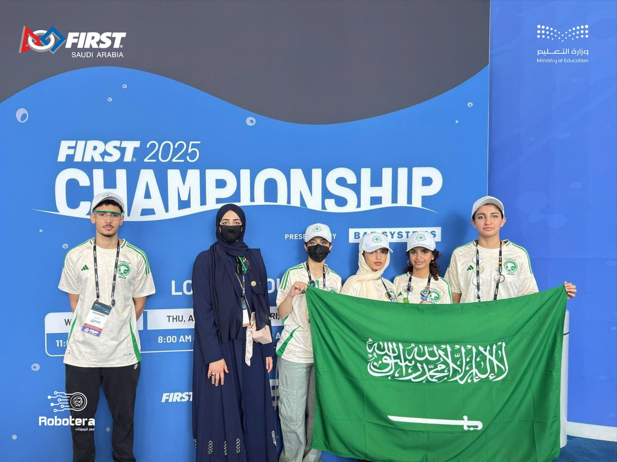 FIRST_1SAUDI's tweet photo. نعتز بمشاركة فرق المملكة 🇸🇦 في النهائي العالمي لدوري #فيرست للروبوتات بمدينة #هيوستن
شكرًا لأبطالنا على هذا الحضور المشرف، وكل التوفيق لهم في المشاركات القادمة بإذن الله 👏
#FIRST #FIRSTDIVE #FIRST_1SAUDI https://t.co/NSTm0j5HHq
