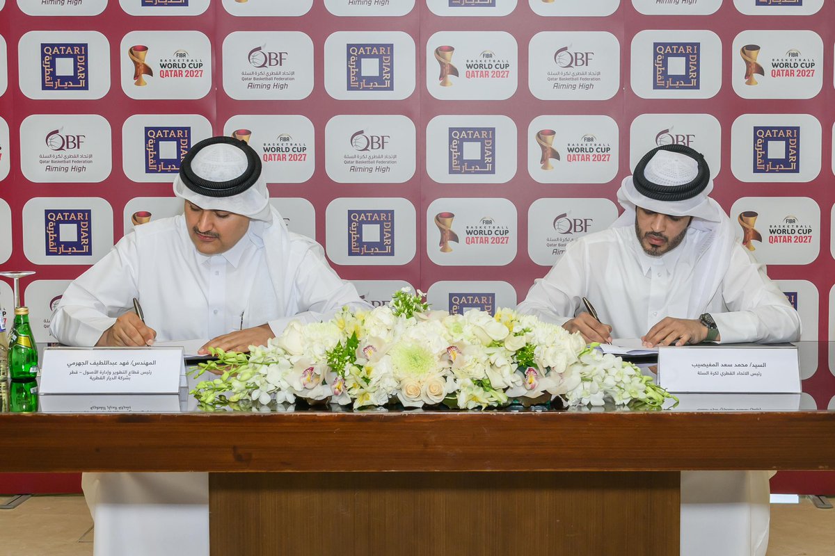 qatar_olympic's tweet photo. وقّعت اللجنة المنظمة لكأس العالم لكرة السلة قطر 2027 والاتحاد القطري لكرة السلة اتفاقية للتعاون مع شركة الديار القطرية لتنظيم بطولة لوسيل 3×3 تشالينجر الدولية، والتي ستُقام خلال يومي 2 و3 مايو 2025 في ميدان السعد بدرب لوسيل.

The Local Organizing Committee of the FIBA Basketball World Cup Qatar 2027, and the Qatar Basketball Federation have signed a cooperation agreement with Qatari Diar, to host the Lusail 3x3 Challenger on 2–3 May 2025 at Lusail Boulevard.