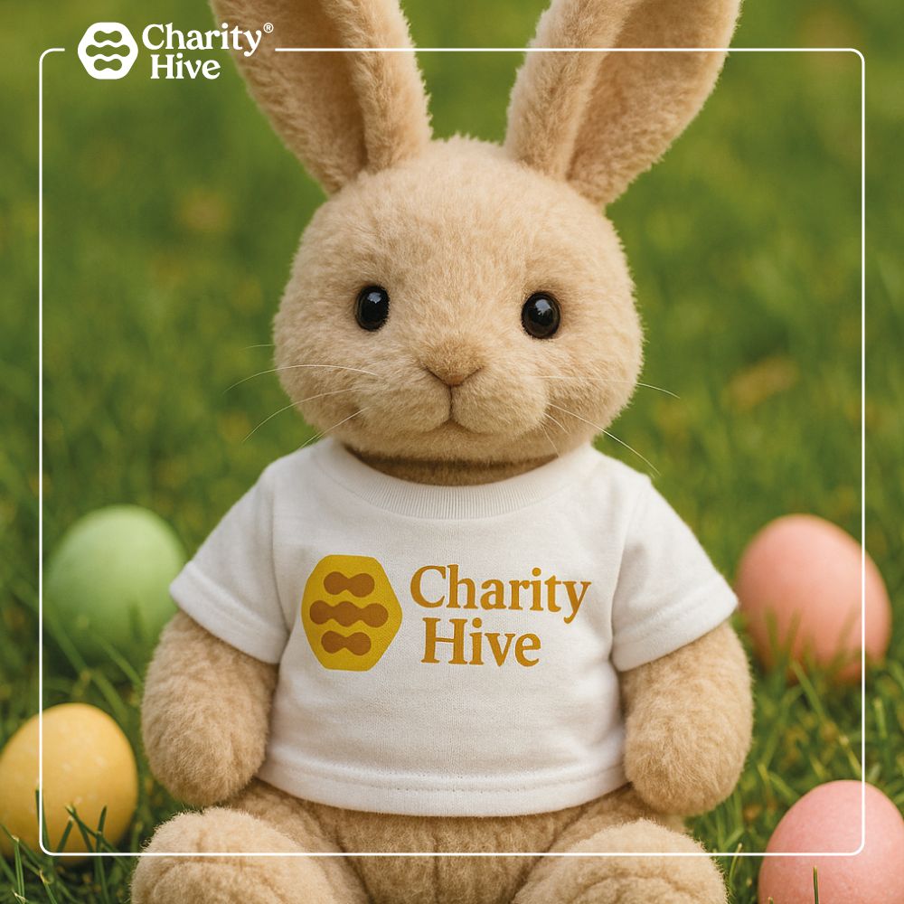 HAPPY EASTER! Wishing you a joyful day filled with love, laughter, and a little magic - just like our cute Easter Bunny spreading smiles in a Charity Hive t-shirt! 🐰 #HappyEaster #CharityHive #SpringJoy #EasterBunnyVibes