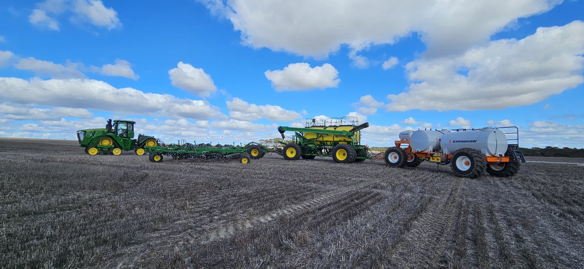The Elderly Former Farmer went out to the ranch today for an Easter Sunday picnic by the river.  On the way he went past the seeder to see it in action,  "nice to see that they've sorted out the communication issue between the John Deere bin and the tractor" he thought to himself