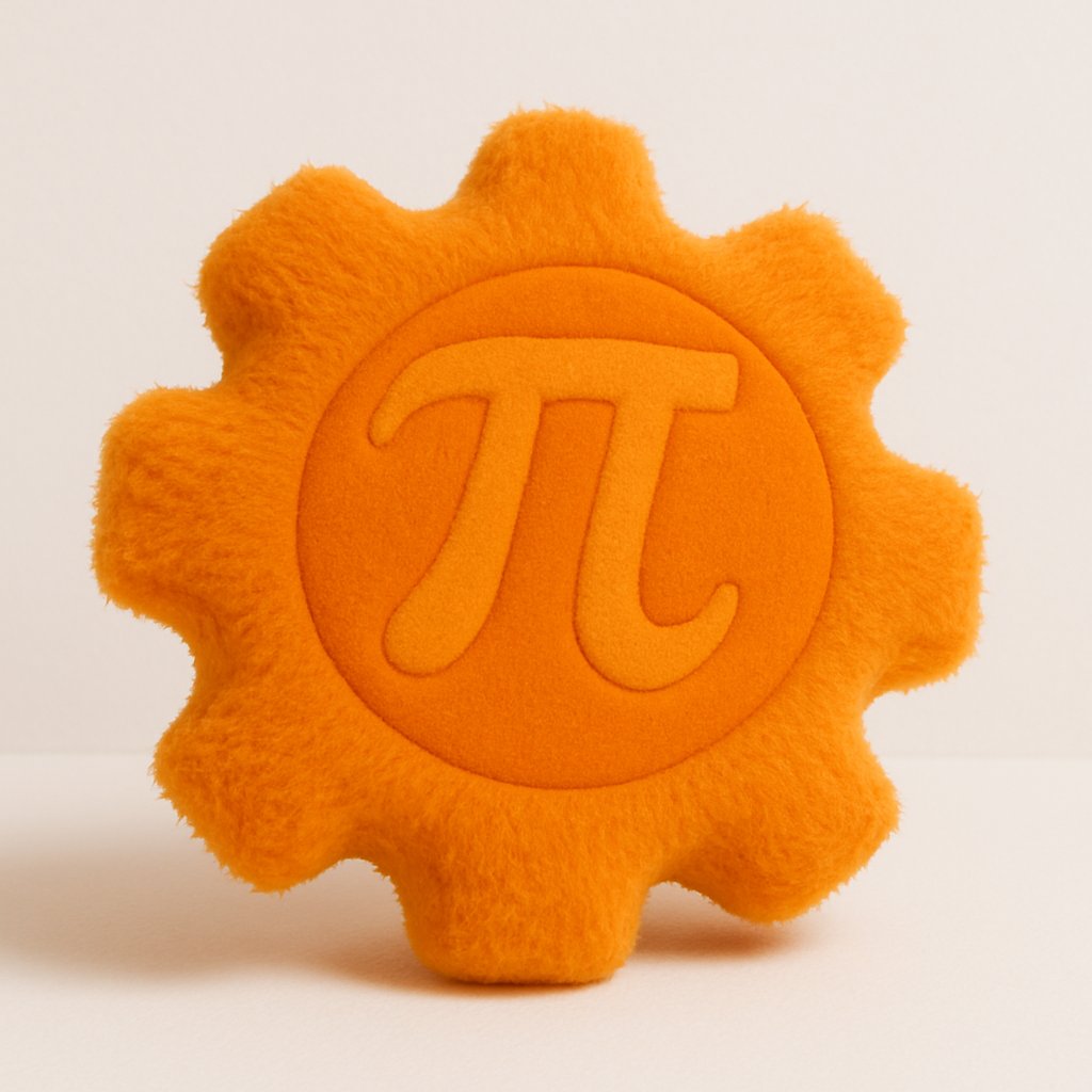 mathgine's tweet image. ChatGPT로 만들어본 Mathgine 쿠션입니다!

프롬프트: 
기계 톱니바퀴 모양으로 디자인된 주황색 푹신한 쿠션. 중앙에는 약간 더 진한 주황색으로 음각 처리된 파이(π) 기호. 쿠션은 복슬복슬한 인조 퍼 질감으로 되어 있고, 깨끗한 흰색 배경과 부드러운 스튜디오 조명 아래에 전시되어 있다."